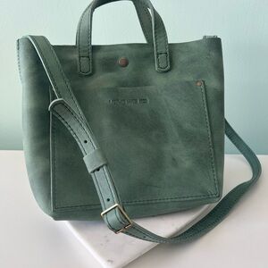 Portland Leather “Almost prefect” tote. Sage  Green Leather Tote Bag